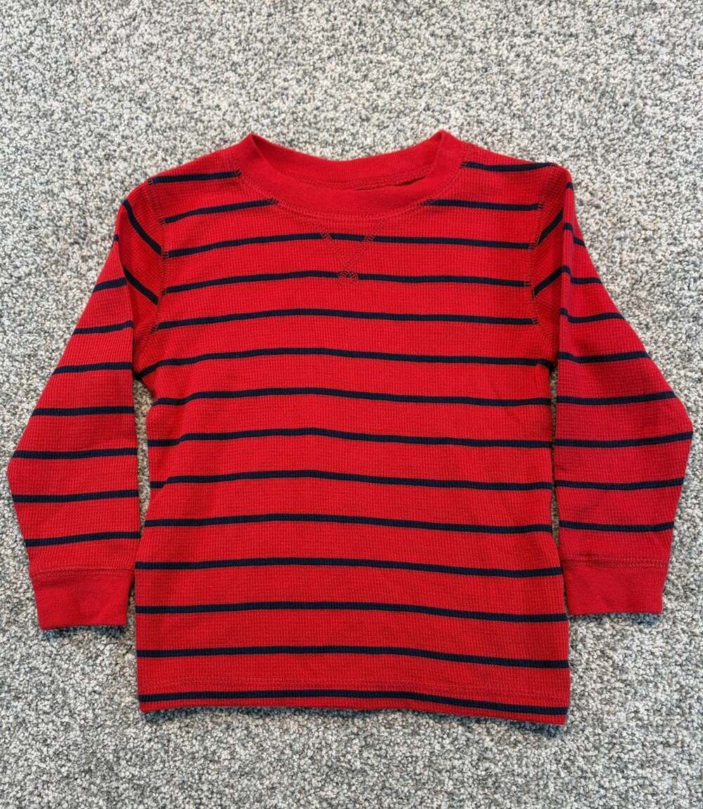 Circo Striped Thermal Shirt Size 3T Red Blue Long Sleeve